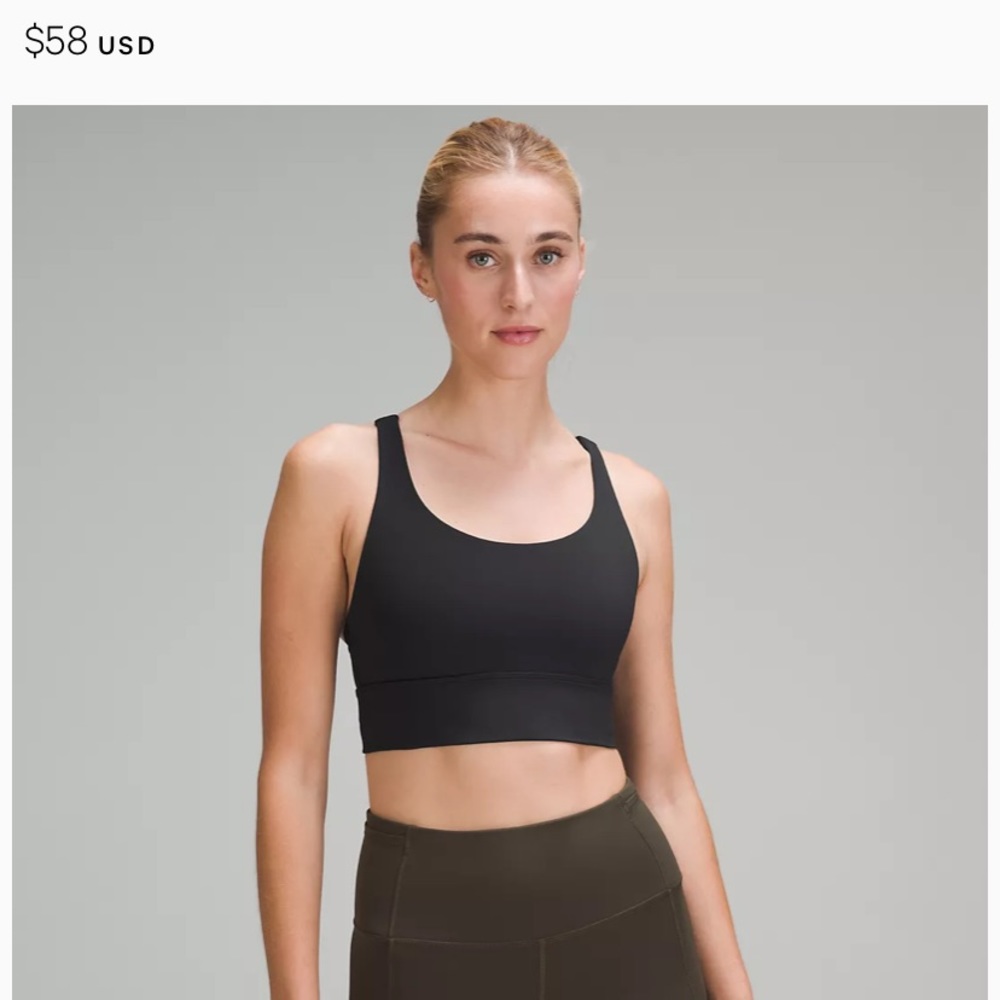 Black Lululemon Energy Longline Bra
Medium Support, B–D Cups Size 4 - Picture 2 of 6
